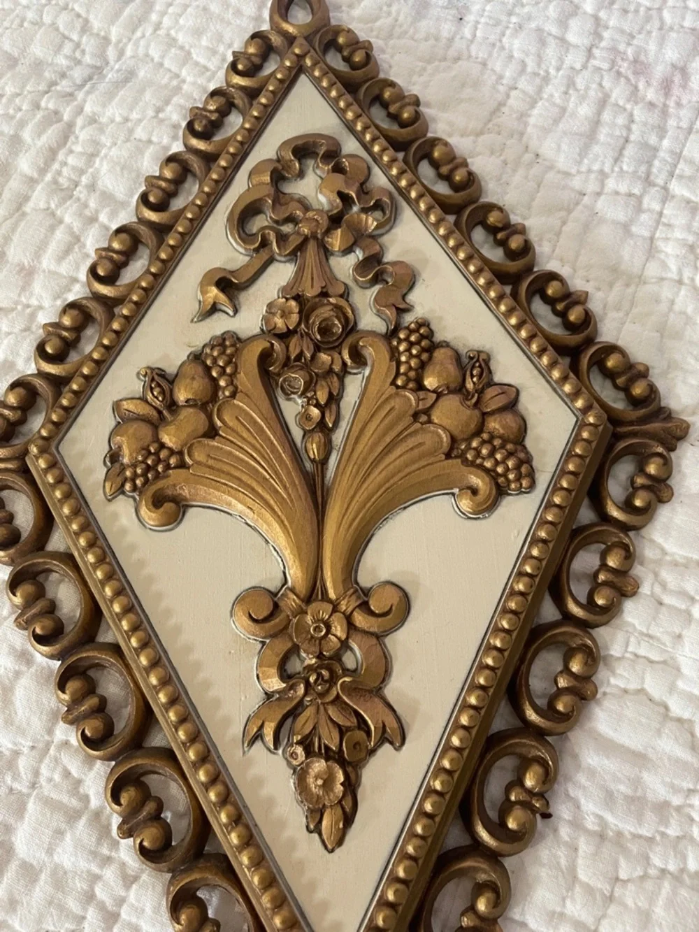 Ornate Gold Diamond Wall Plaque Set - Classic Home Accent
